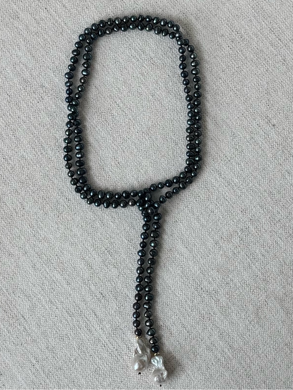 NWOT Polo Ralph Lauren Black and Baroque Pearl Strand Necklace